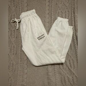 Summer Fridays White Sweatpants with Elastic Cuffs